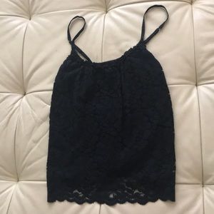 Abercrombie Navy Lace Elastic Lined Tank Blouse